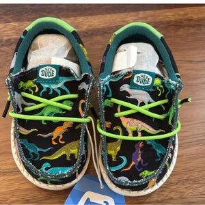 Hey Dude Kids Sneakers - Black with Colorful Dinosaurs